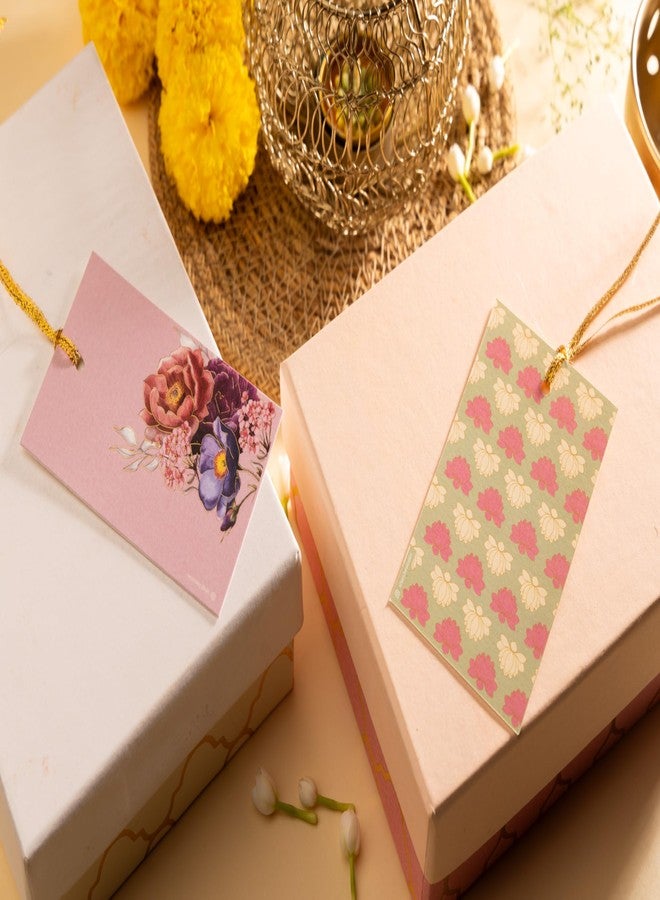 Be Stories Lotus Print 310 GSM Tags for Packaging Gift with Gold String Treats Tags for Wedding, Thanksgiving, Diwali, Christmas - 2.5 X 4 Inches Pack of 10 - Image 3